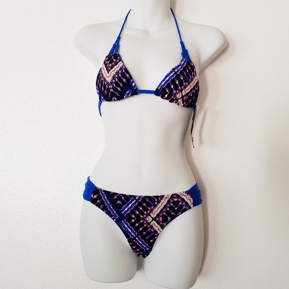 Hurley reversible blue abstract print bathing suit